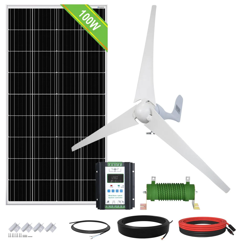 500W 600W 12V (400W Wind+1/2x 100W Solar) Solar Wind Hybrid Kit, 600W 12V Hybrid Kit / Complete Lithium Kit