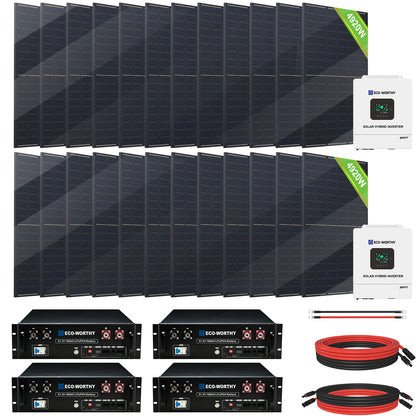 10000W Complete Off-Grid Solar Panel Kit | 10KW 120V/240V Output |   20.48kWh to 40.96kWh Lithium Battery | 9840 Watts of Solar Panel