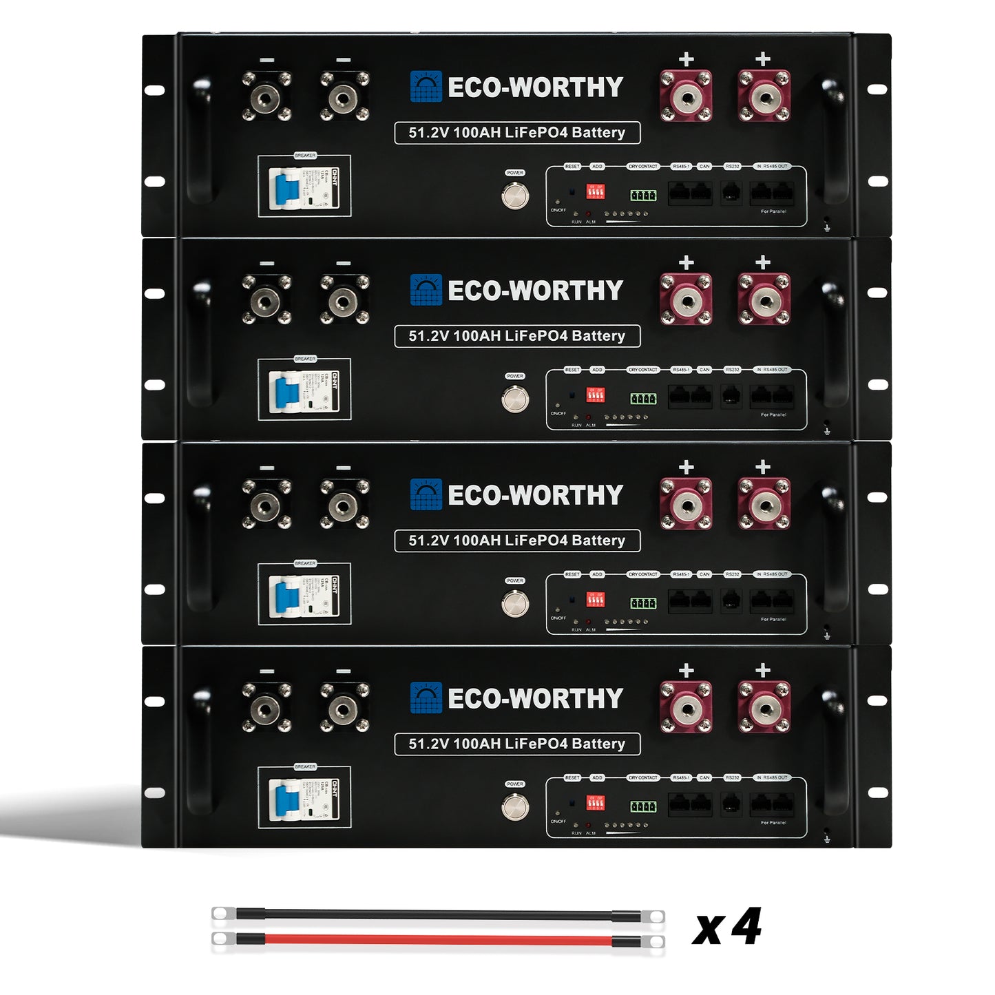 ECO-WORTHY 51.2V 100Ah LiFePO4 Lithium Battery, 5.12kWh Capacity, Server Rack Battery