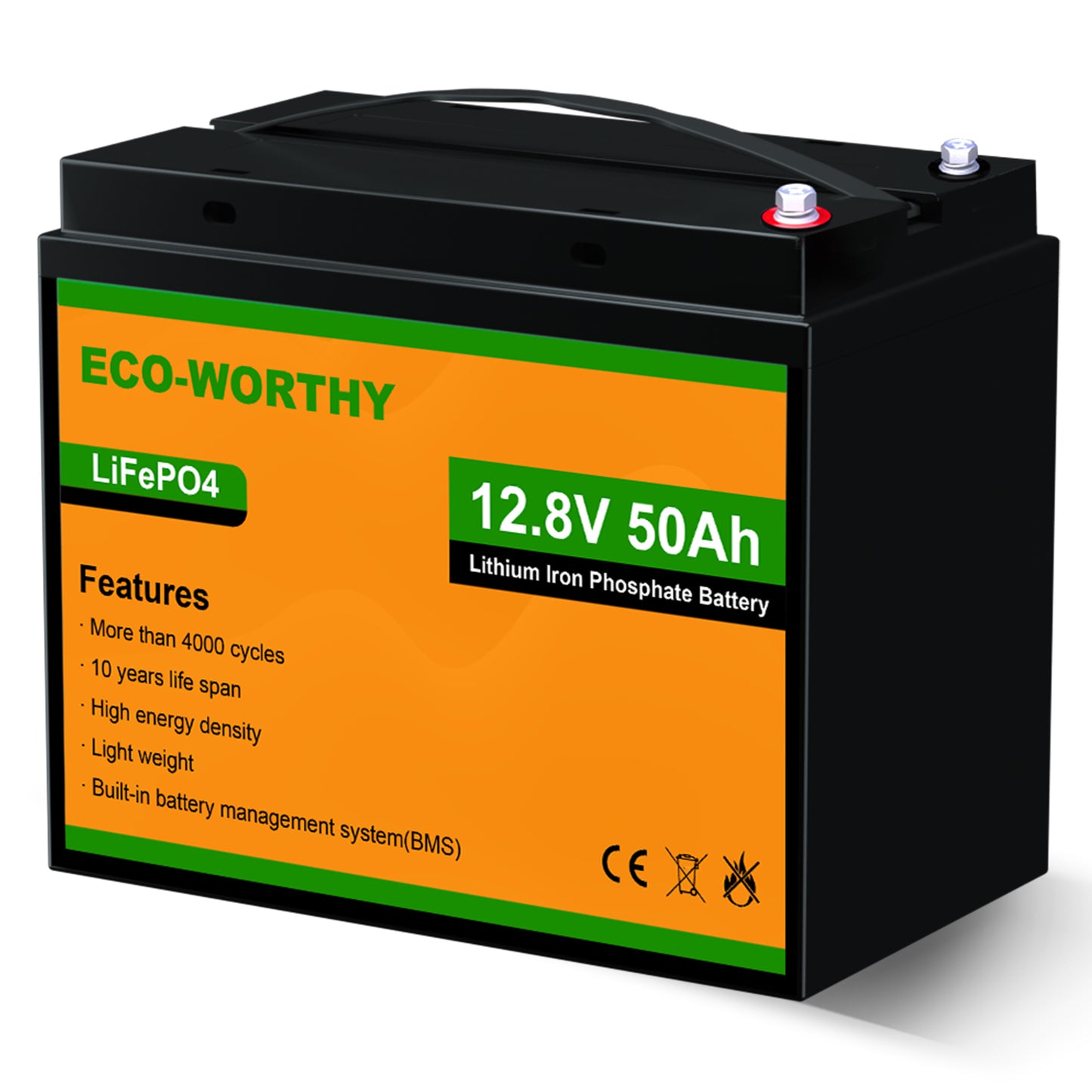 LiFePO4 12V 50Ah Lithium Iron Phosphate Battery