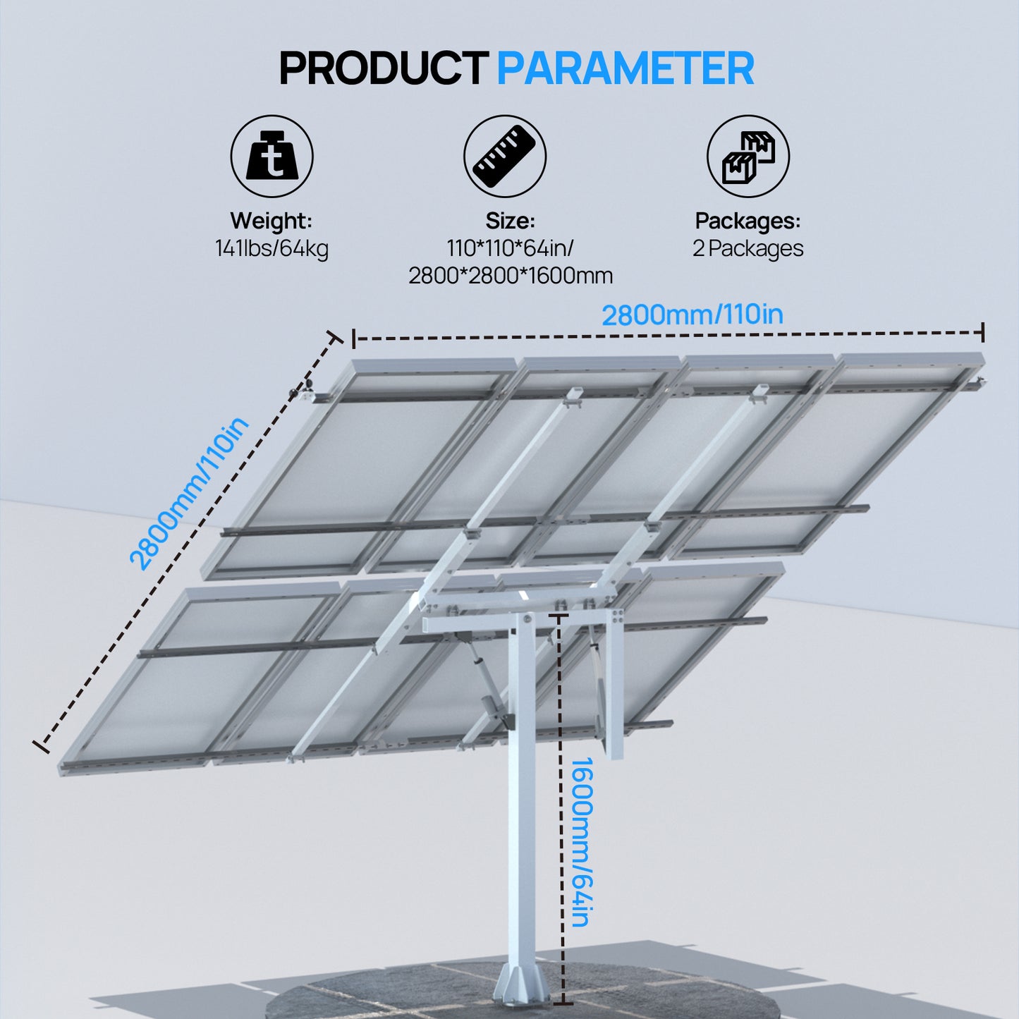 ECO-WORTHY Solar Panel Dual Axis Tracking System (Expanded Version Increase 40% Power) with Tracker Controller