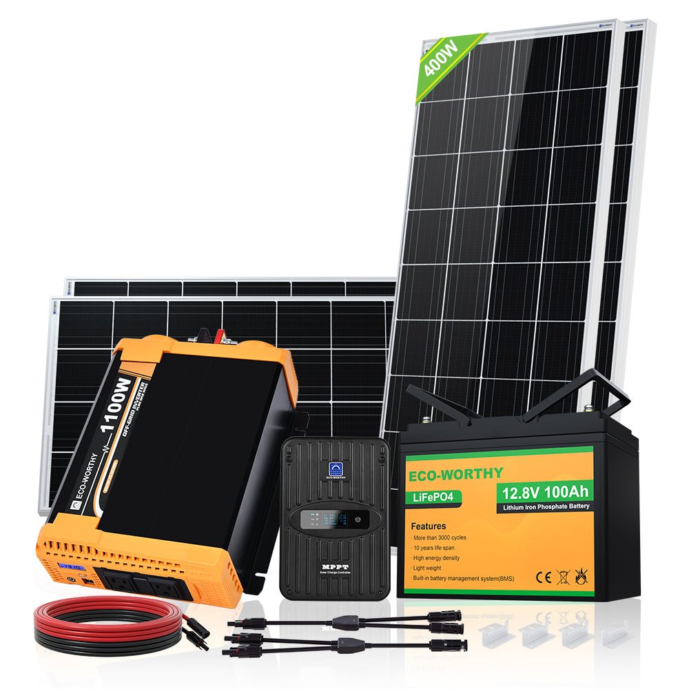 ECO-WORTHY 500 Watts Complete Solar Kit Off-Grid: 5pcs 100W Polycrysta –  ATA INTL, CORP