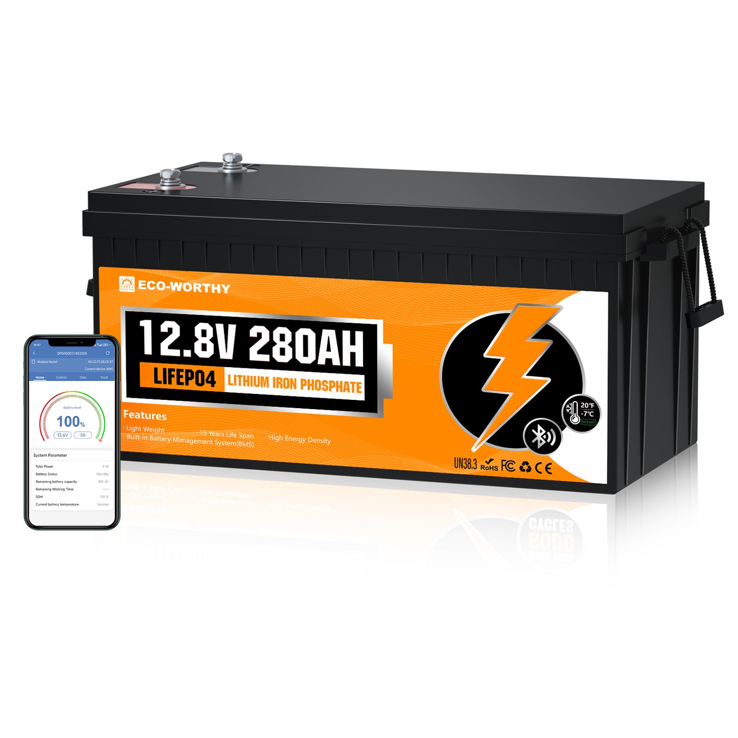 LiFePO4 12V 280Ah Lithium Iron Phosphate Battery With Bluetooth