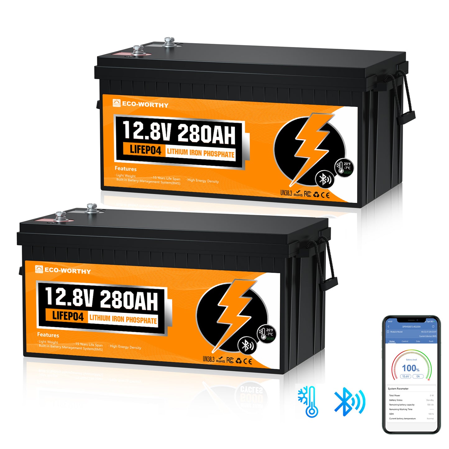 LiFePO4 12V 280Ah Lithium Iron Phosphate Battery With Bluetooth