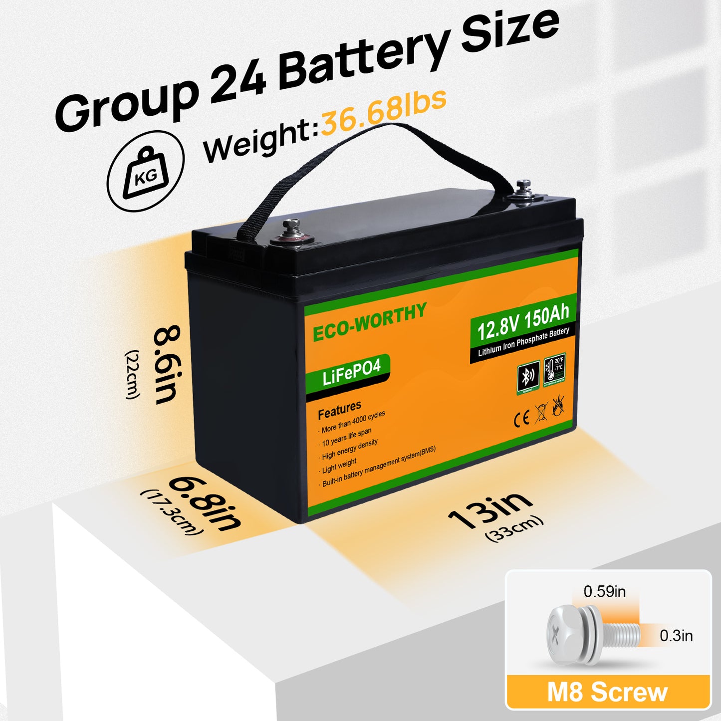 LiFePO4 12V 150Ah Lithium Iron Phosphate Battery With Bluetooth And Low-temperature Protection