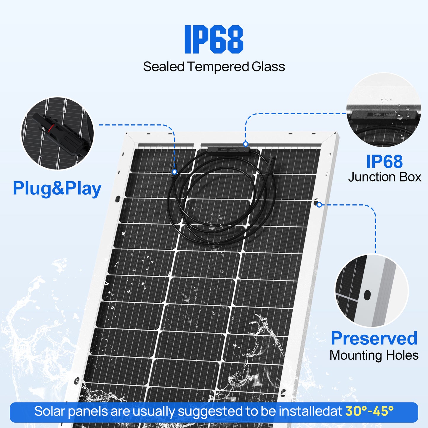 Bifacial 100W 12V Monocrystalline Solar Panel