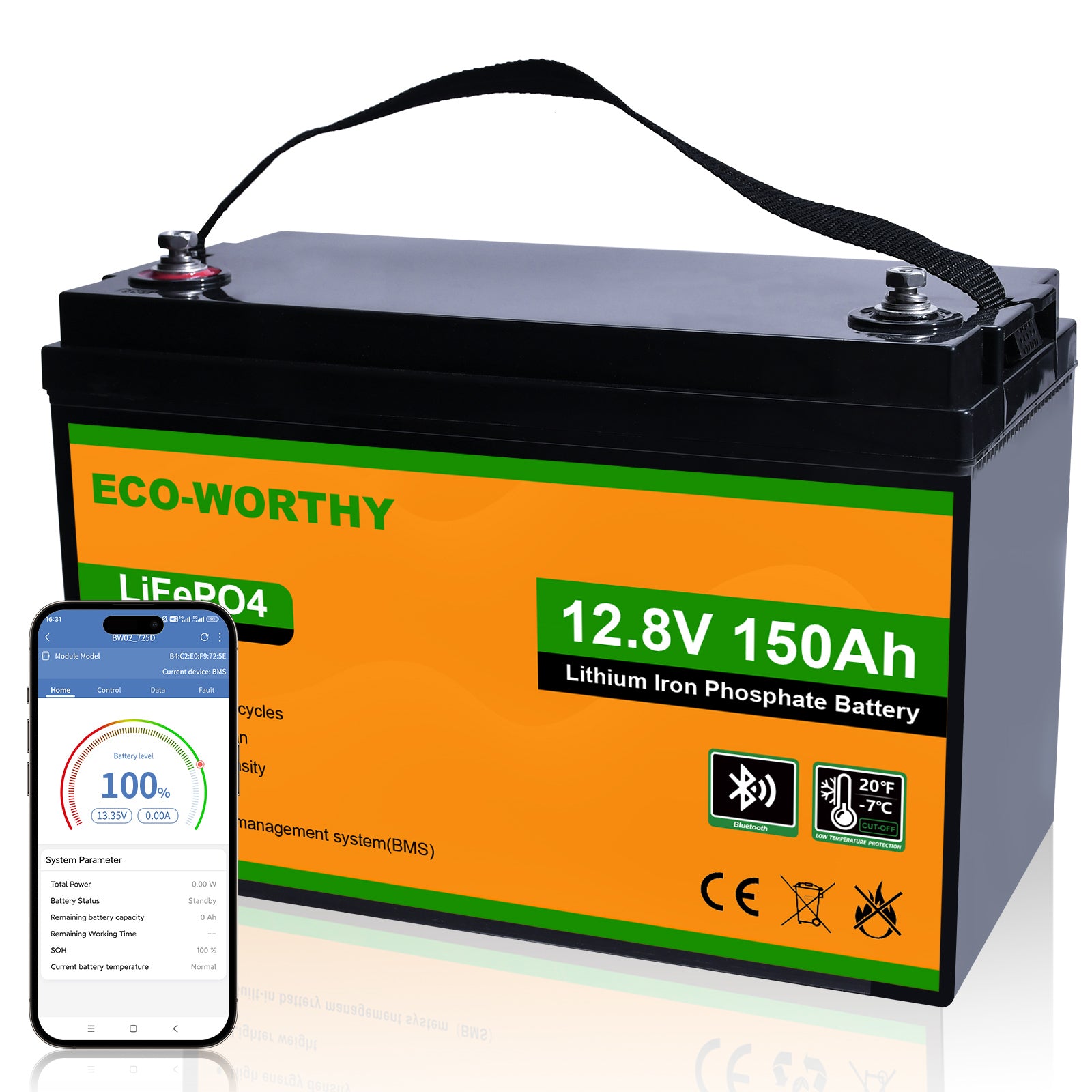 LiFePO4 12V 150Ah Lithium Iron Phosphate Battery | ECO-WORTHY