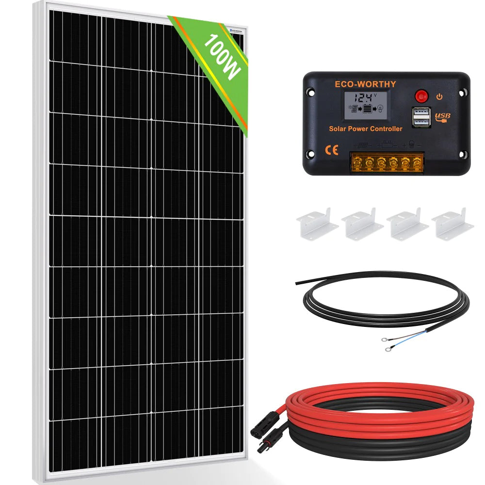 ECO-WORTHY 200W 400W 800W Watt 12V Solar Panel Kit LiFePO4 Battery