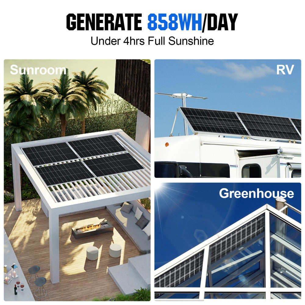 Eco-Worthy 195W 12V Monocrystalline Solar Panel Module for Off-Grid Outdoor  PV Power Generation 