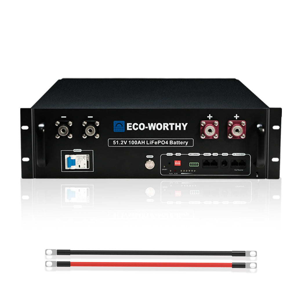 ECO-WORTHY 51.2V 100Ah LiFePO4 Lithium Battery, 5.12kWh Capacity, Server Rack Battery