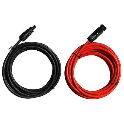 One Pair (Black & Red) | 20 ft. MC4 PV Cable | 2 End Connector