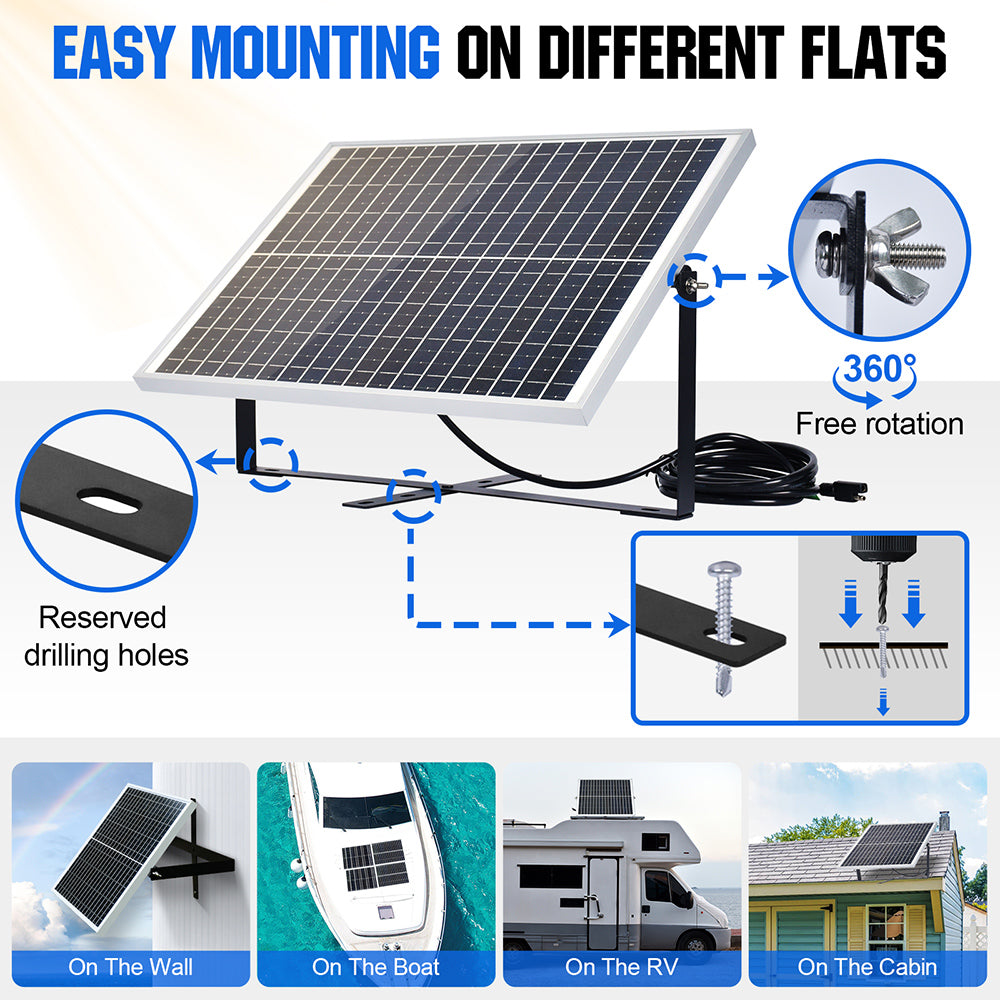 25W 12V Monocrystalline Solar Panel Trickle Charger Kit, 25W Solar Kit + 10Ah LiFePO4 Battery